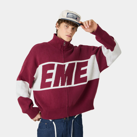 Eme Studios Burgundy Zipper Knit