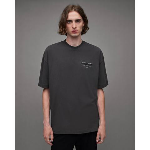 AllSaints Redact Oversized Embroidered Logo T-Shirt