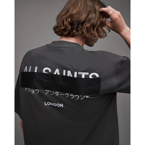 AllSaints Redact Oversized Embroidered Logo T-Shirt