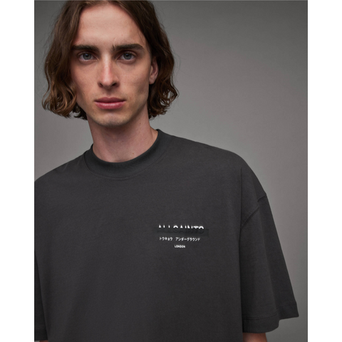 AllSaints Redact Oversized Embroidered Logo T-Shirt