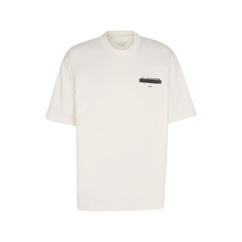 AllSaints Redact Oversized Embroidered Logo T-Shirt White