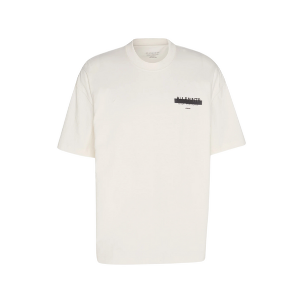 AllSaints Redact Oversized Embroidered Logo T-Shirt White