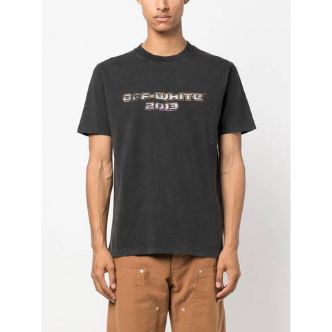 Off-White Washed Black Logo-Print Tshirt