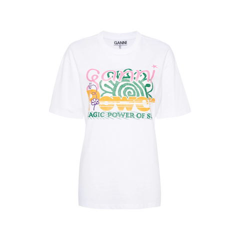 Ganni Graphic-Print T-shirt White