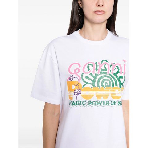 Ganni Graphic-Print T-shirt White