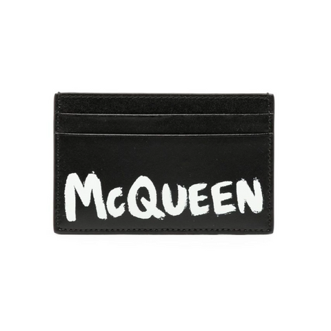 Alexander McQueen Logo-Print Leather Cardholder Black