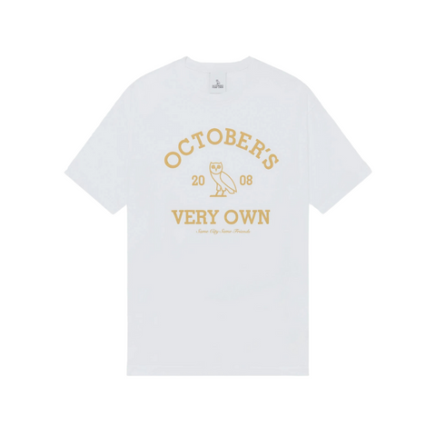 OVO Collegiate Tshirt White w Golden Logo