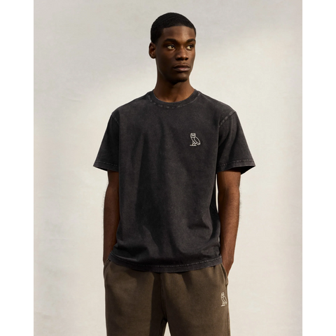 OVO Muskoka Garment Dyed Tshirt Grey & White Logo