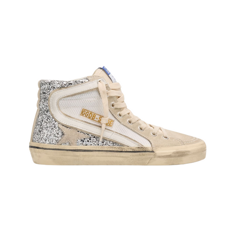 Golden Goose Slide Silver Glitter