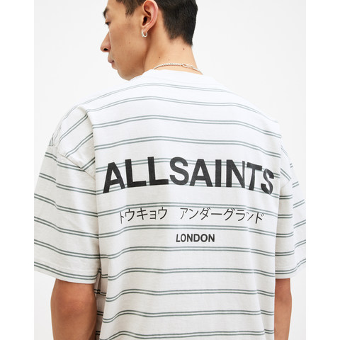 AllSaints Underground Stripe Speckle Grey T-Shirt