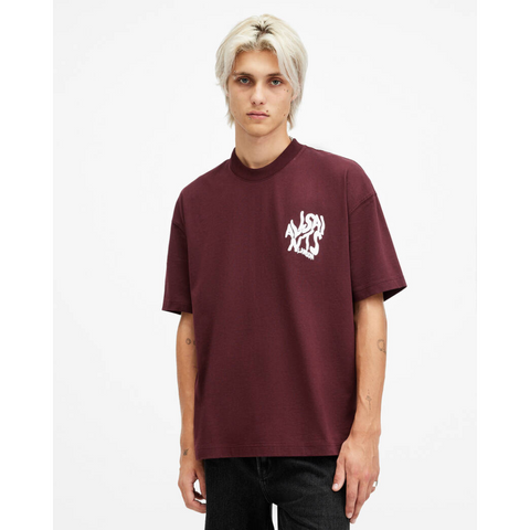 AllSaints Orlando Logo Print Oversized T-Shirt Red