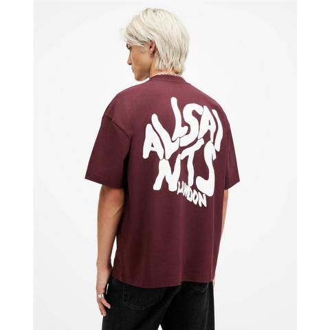 AllSaints Orlando Logo Print Oversized T-Shirt Red