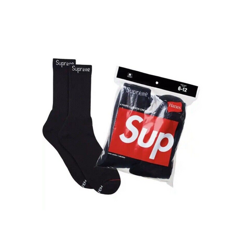 Supreme Hanes Socks - (1 Par) Black