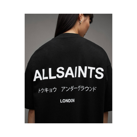 AllSaints Underground Oversized Crew T-Shirt Black