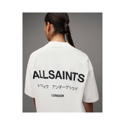 AllSaints Underground Oversized Crew T-Shirt White