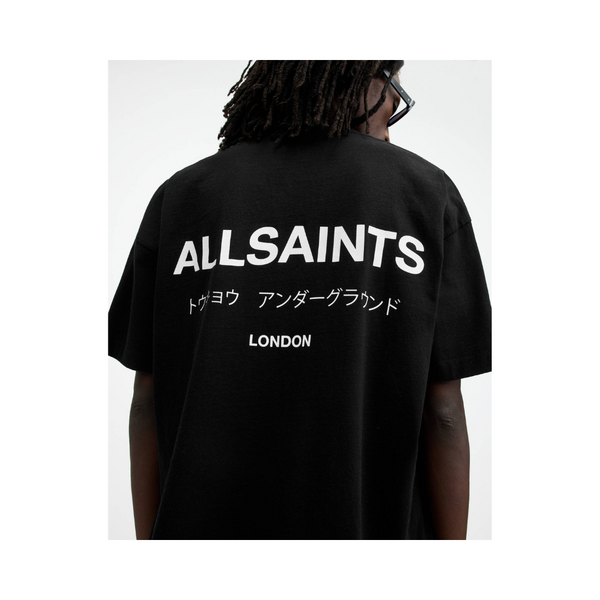 AllSaints Underground Oversized Crew T-Shirt Black - vista alterna